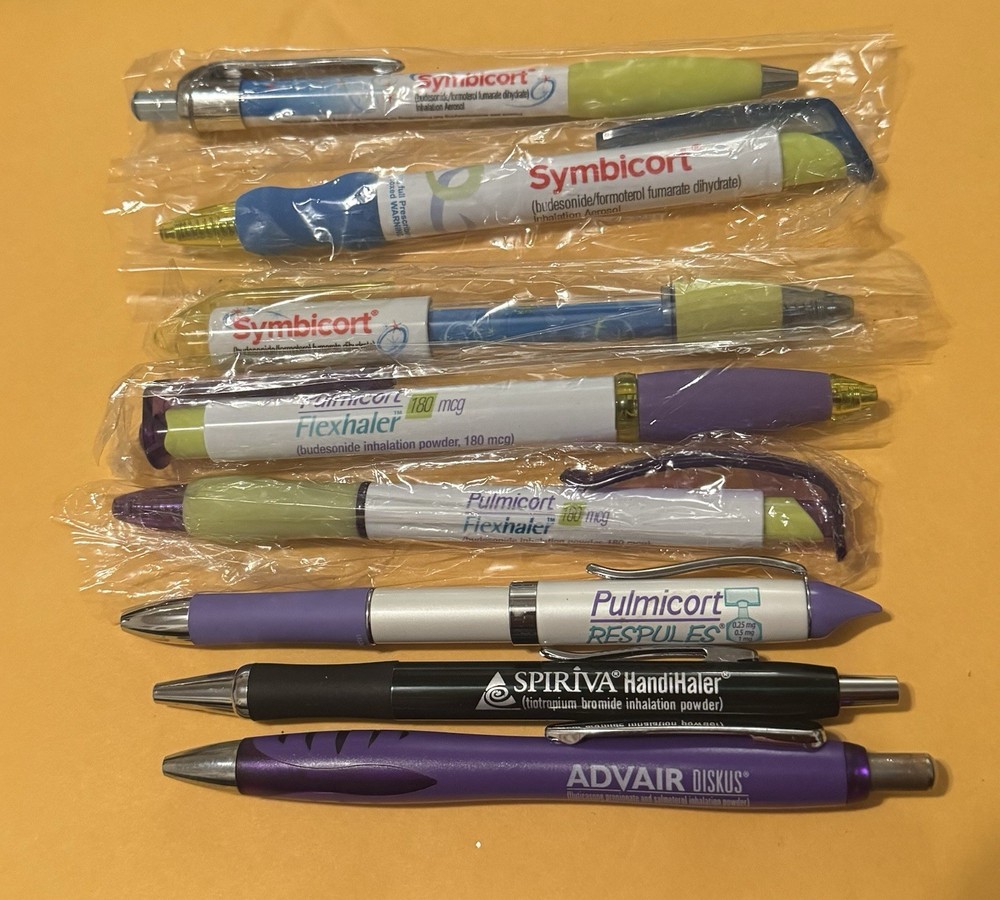 Inhalers Lot of 8 Pharmaceutical Promo Pens Symbicort Pulmicort Spiriva Advair