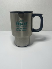 PEPCID Pharmaceutical Chrome Travel Mug New With Wrapper Over 20 Year Old Merck