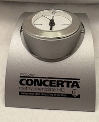VTG CONCERTA RISPERDAL METAL DESK CLOCK/ PHOTO FRAME PHARMA REP LOGO NEW