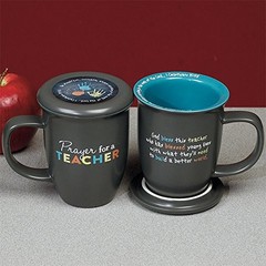 Abbey Gift Teacher Ceramic Mug & Coaster Set Mug, 2 Piece, Gray 14 Ounces