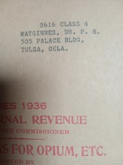 Tulsa History Opium Order Forms IRS 1936 OKLA Doctors Physicians Medical Book.
