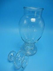 Vintage Apothecary Drug Store Footed Pedestal Jar & Lid Sand Art Display Storage