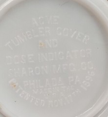 1896 Acme Dose Indicator White Milk Glass Tumbler Cover Med Advertising. CDC