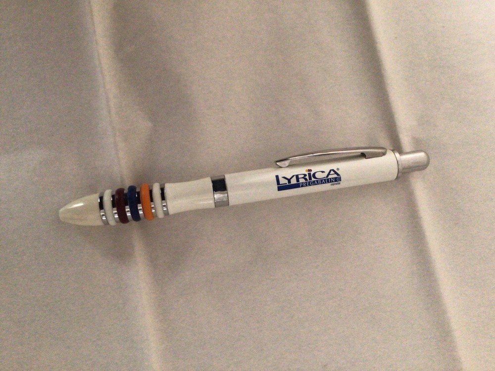 Lyrica Drug Rep. Heavy Metal Rare White Multi Color Pen