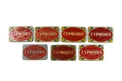 7 Antique Cyphoids Medical Licorice Throat & Chest Lozenge Tablet Tins