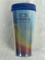 CRESTOR Drug Rep Travel Cup Tumbler Mug Lenticular Logo Pharmaceutical USA Made