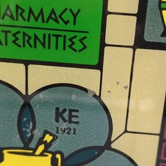 Schering Pharmacy Fraternities Vintage Stained Glass Panel Advertising 9x6x1/4”