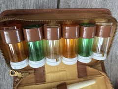 Vintage Leather Apothecary / Medical Sample Travel Kit Cowhide Vial Case 50s 60s