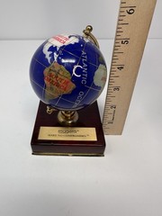 Fougera Pharmaceutical Lapis Lazuli Brass Desk Accent World Globe