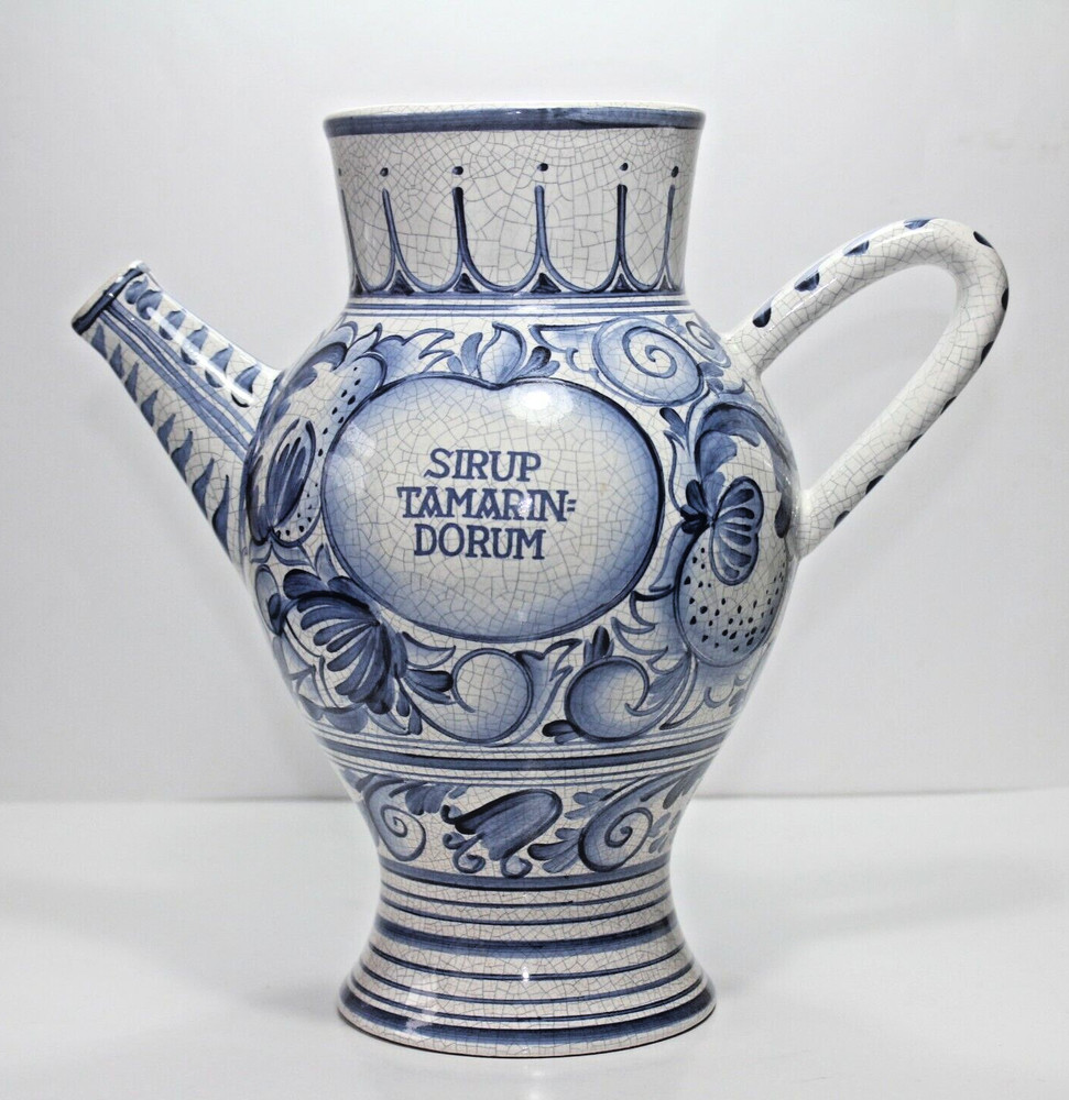 Italian Majolica Apothecary jar, Sirup Tamarin Dorum