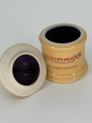 Vtg Glucophage XR Ceramic Promo Counter Jar w/ Lid 7” Pharma USA