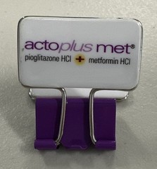 ACTOS Pioglitazone HCI Pharmaceutical Advertisement Paper 1/2” Binder Clip