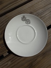 Vintage Pair of MCM Pharmacy Logo Saucers, 6”