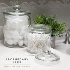 Glass Apothecary Jars – Set Of 3 – 32oz Canisters With Lids – Sugar Container…