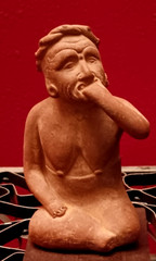 VINTAGE MEXICAN TERRACOTTA CLAY FIGURE PORTRAIT OF ANXIETY/DEPRESSION ETRAFON
