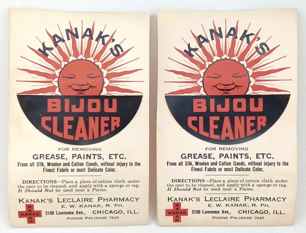 Vintage MCM Advertisement Bijou Cleaner Kanak’s Pharmacy Chicago 1950s Sun