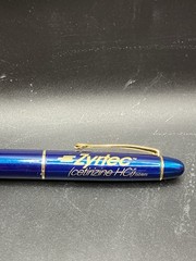 ZYRTEC Blue Gold Heavy Metal Medical Drug Rep Ballpoint Pen Cetirizine HCl WORKS