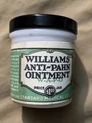 Vintage Williams’ Anti-Pahn Ointment In Original Box With Paper Insert Full Jar