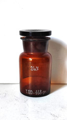 METHYLENUM COERULEUM, Vintage Glass Apothecary Pharmacy Brown Jar, 100 ml, Cap
