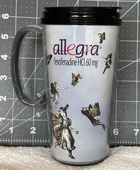 Allegra 16 Oz Travel Mug Fexofenadine Artsy Pharmaceutical Drug Rep Promo Cup