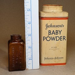 Vintage Bottle Cabinet Lot HK Mulford Johnson Baby Powder Beauty Lotion Oil