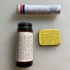 Vintage Drug Containers, Vita-Chew, Anacin, Hardwood Diuretic Lot Of 3
