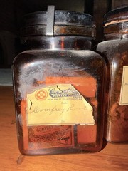 3 Vintage Gansen’s Drug Store Pioneer Pharmacy Amber Glass Jars w/ Labels