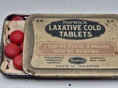 Vintage Norwich Laxative Box Cold Tablets RX Medicine Medical Unused
