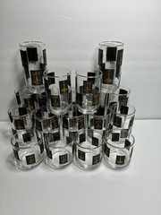 MCM Medical Pharmacy Libbey Glasses Black & 22 KT Gold 7 Tall 7 Medium 4 Short