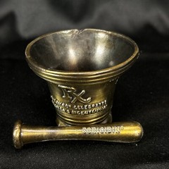 Vintage 1976 Bicentennial Celebration Brass Mortar & Pestle Rx Pharmacy