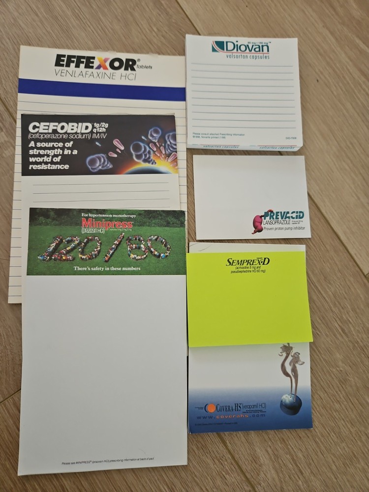 Lot of Vintage Pharmaceutical company note pads 1980s -1990s Drug Rep Advertise