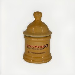 Vtg Glucophage XR Ceramic Promo Counter Jar w/ Lid 7” Pharma USA