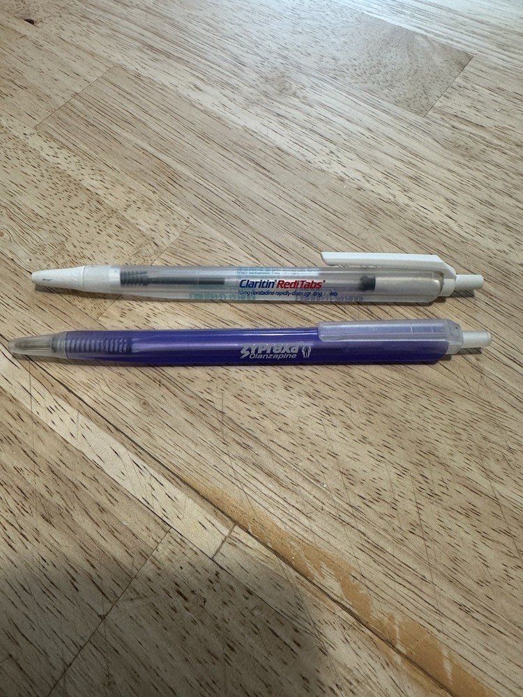 Set of 2 Pharmaceutical Drug Rep Pens-Claritin, Zyprexa