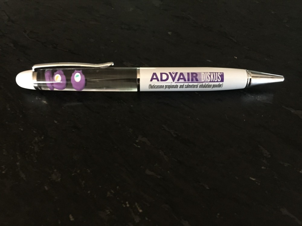 Vintage Advair Pen Drug Rep Advertising Metal Float Pen (in original wrap)