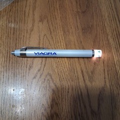 VIAGRA Pfizer Pharmaceutical Pens Flashlight Bullet Chrome Blue RARE HTF Detrol