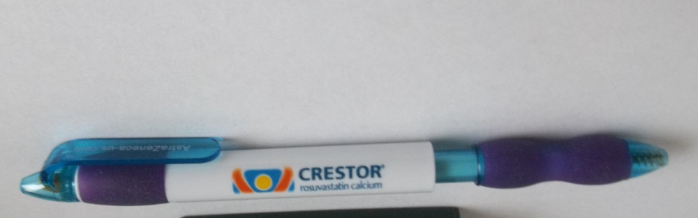 Crestor Rosuvastatin Dual‑Tip Promo Pen – Ballpoint + Highlighter – Rubber Grip