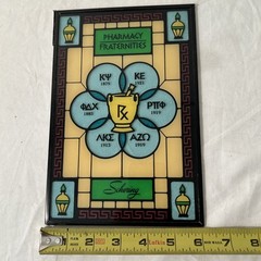 Vintage Schering Pharmacy Stained Glass Advertising Sign