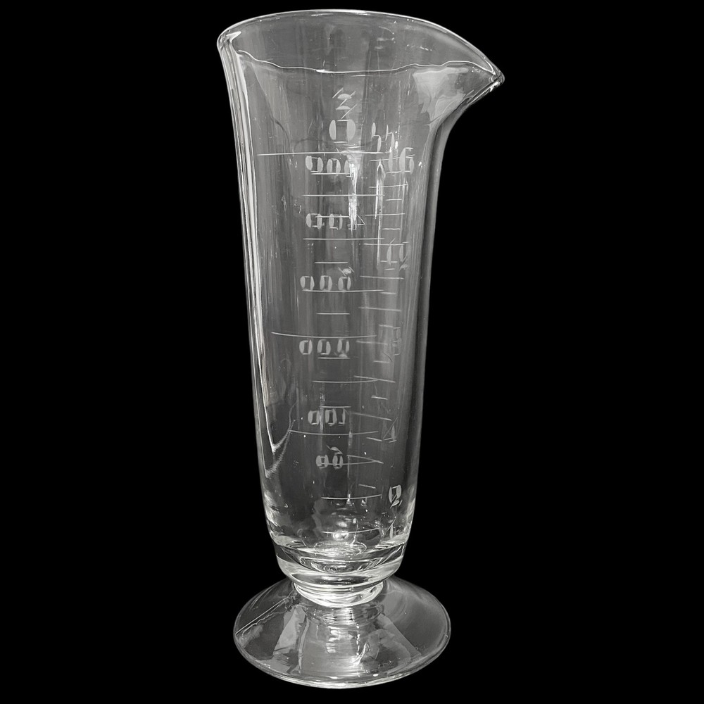 Antique 1900s Whitall Tatum Co Apothecary Glass Beaker – Etched 600cc / 16oz