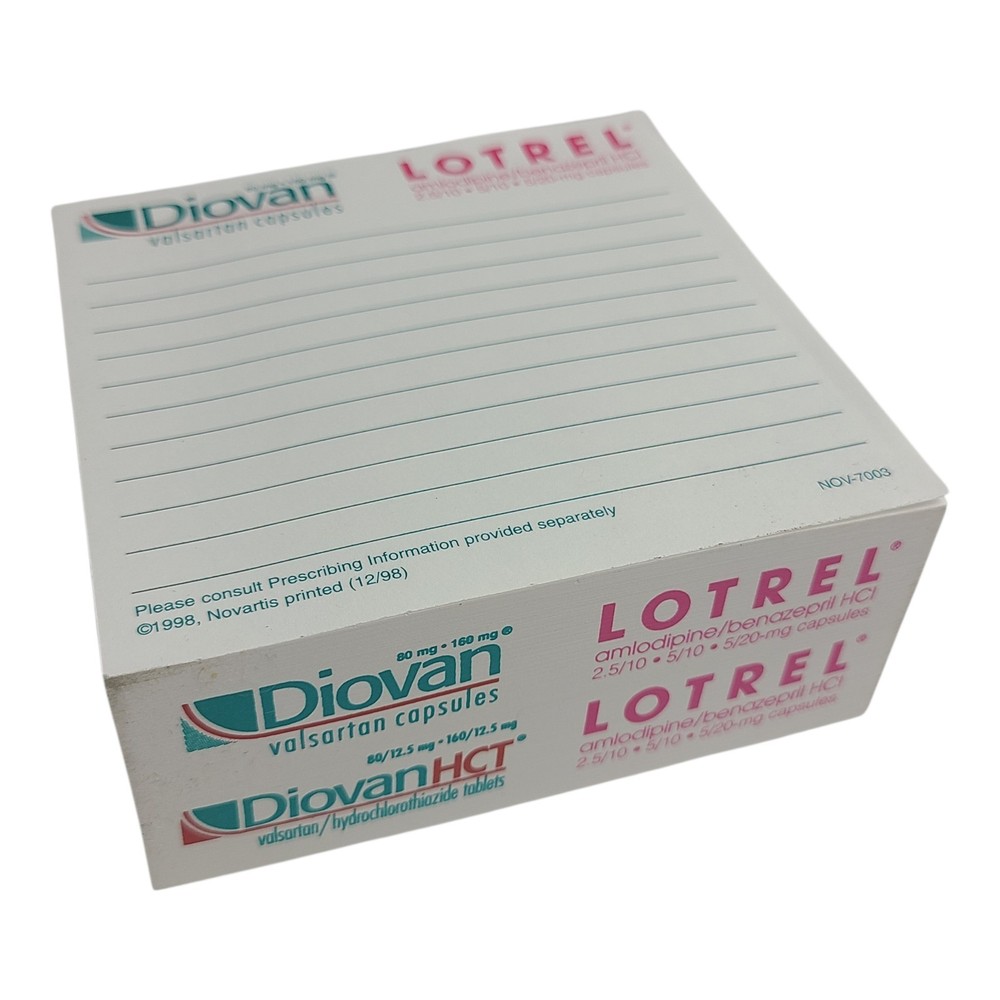 Vintage Diovan Lotrell Pfizer Notepad Cube Sticky Notes Pharmaceutical Drug Rep