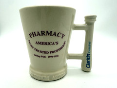 CLARITIN Mortar & Pestle Coffee Cup Mug “Ask Your Pharmacist” Advertising VTG
