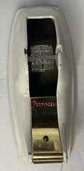 Vintage Permacel Advertising Medicine Cast Iron Desk Tape Dispenser. White