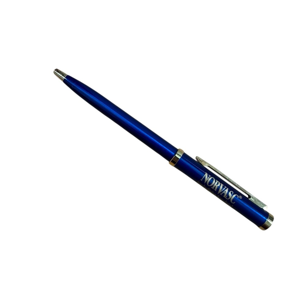 Pharmaceutical Drug Rep Pen Norvasc Dark Blue Metal Vintage Advertisement