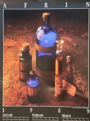 Vintage Schering Medicine Bottles Wall Poster Afrin 1989 Cobalt Paper Label Vtg