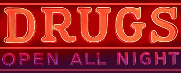 Drugs – OPEN ALL NIGHT NEW Sign: 48″ Wide Diecut USA STEEL, NOT a NEON Sign