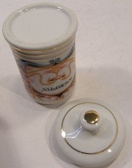 VINTAGE PORCELAIN ASCRIPTIN APOTHECARY PHARMACY JAR W/LID DRUG REP PHARMA