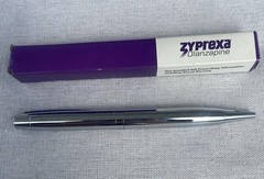 ZYPREXA Pharmaceutical DRUG REP METAL POINT PEN Heavy New In box Black Ink