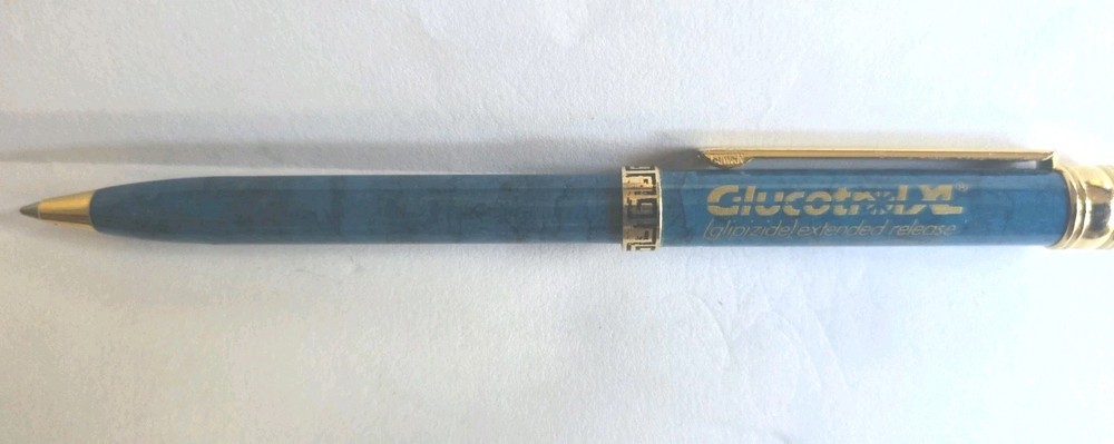 Glucotrol XL Slim Metal Pen Pfizer Pharmaceutical Drug Rep Promo WRITES