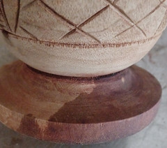 Hand Carved Wood Footed Mortar And Pestle Apothecary Grinder 4.5″ Tall Vintage