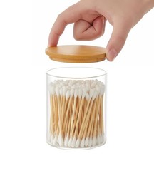 INIUNIK Qtip Holder with Vanity Tray, 3 Pack Glass Apothecary Jars with Lids,…