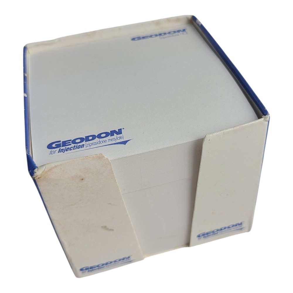 Vintage Pfizer 2002 Geodon Pharmaceutical Drug Rep Note Pad Holder Cube Paper